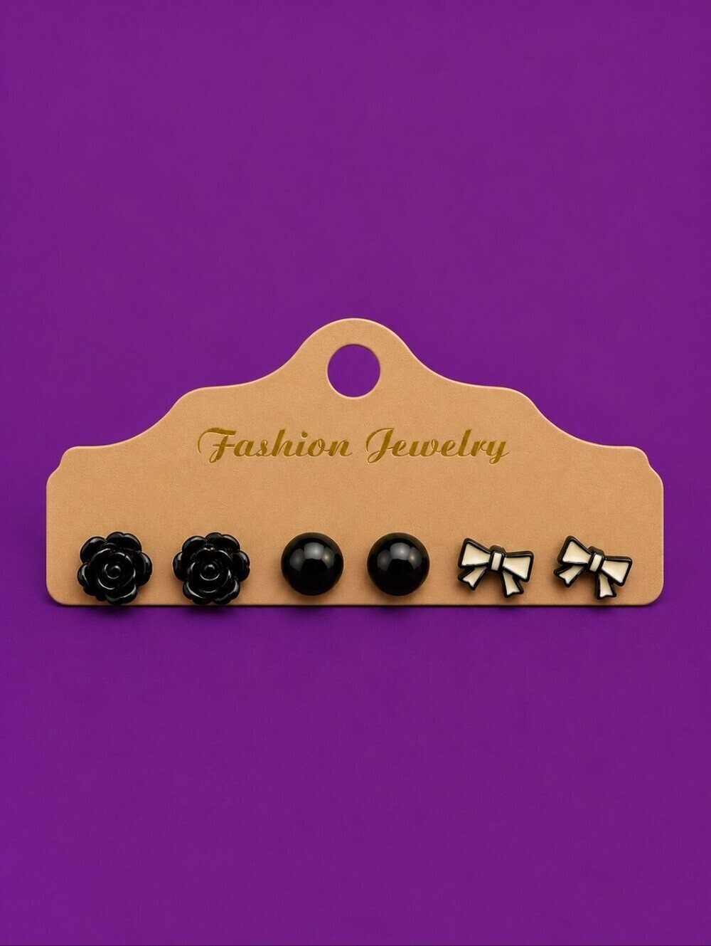 Vintage Goth Floral Bow Post Stud Earrings